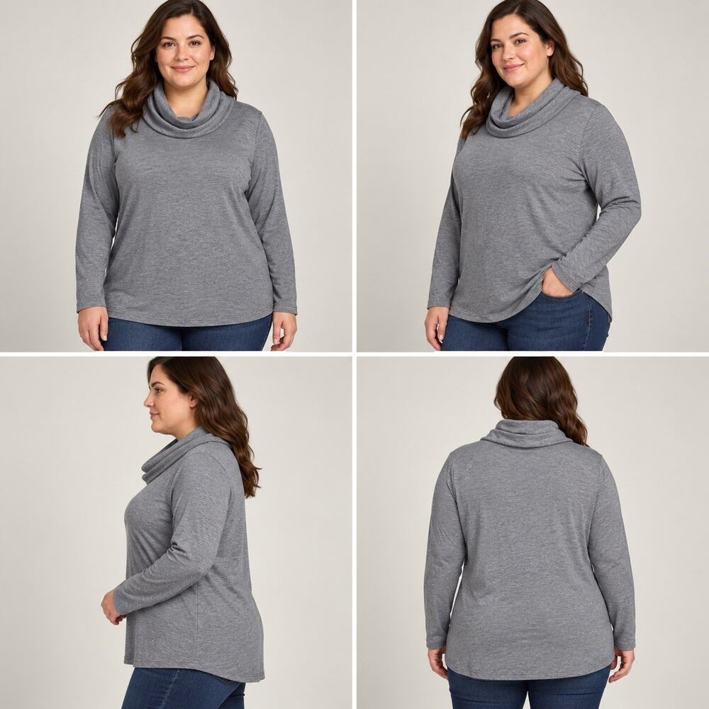 Lauren Ralph Lauren Cowl Neck Pullover Womens 3X Gray Long Sleeve